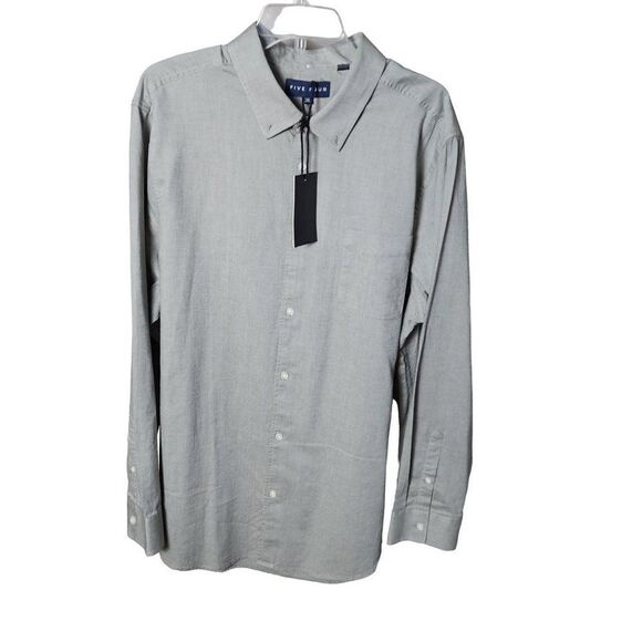FIVE FOUR Men's 2XL NWT Long Sleeve Grey Dress Shirt. - Picture 1 of 12